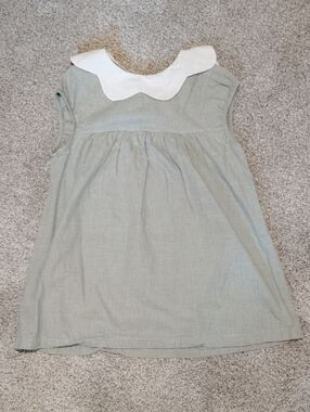 Mabo Light Sage Green Sleeveless Dress with White Peter Pan Collar